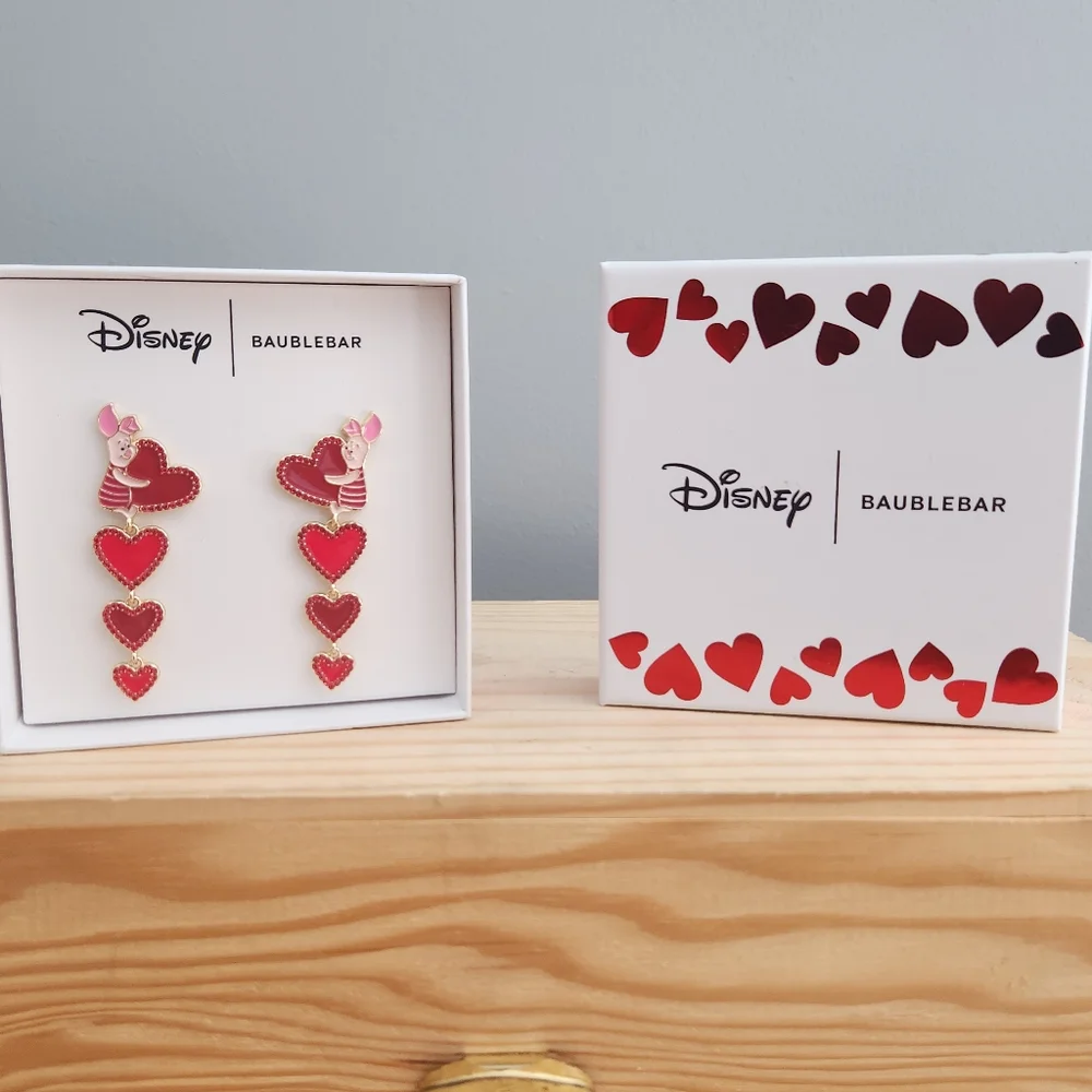 Disney Baublebar Piglet Heart Valentine's Day Earrings (NWOT)